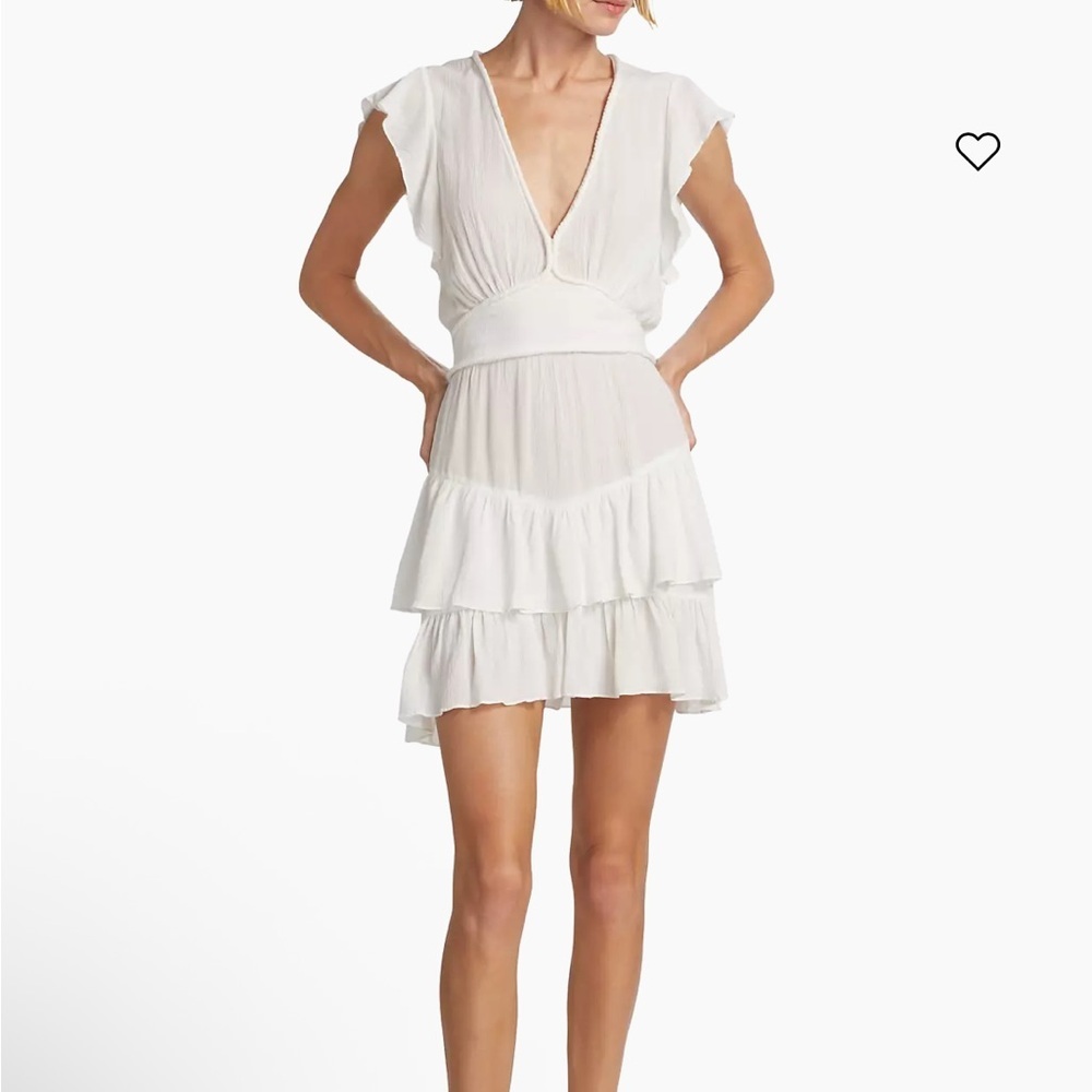 Elegant Poupette St. Barths crinkled V-neck, smocked ruffled mini 
nice cover up